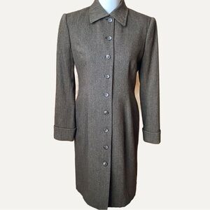 RALPH LAUREN Vintage Herringbone Wool Tweed Long Blazer Size 6/8